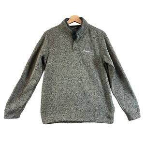 Eddie Bauer Grey Men's Radiator Fleece Mock Henley 1/4 Snap Button Pullover M